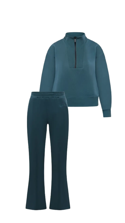 Ensemble Sweat-shirt Zippé & Pantalon Flare Jogging Femme Billiorich