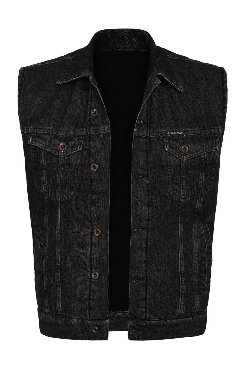 Veste En Jean Et Sherpa Sans Manches Billiorich