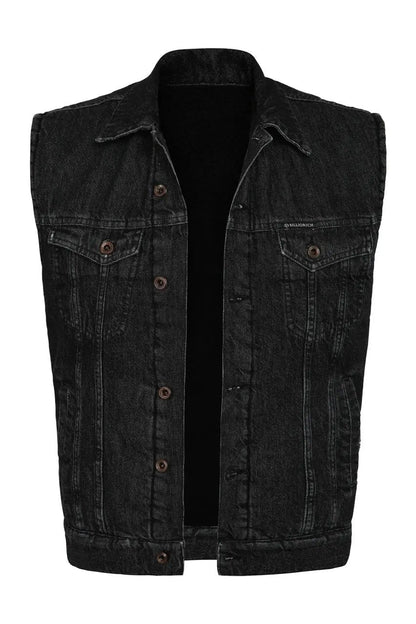 Veste En Jean Et Sherpa Sans Manches Billiorich