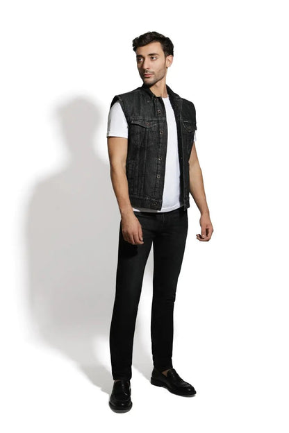 Veste En Jean Et Sherpa Sans Manches Billiorich