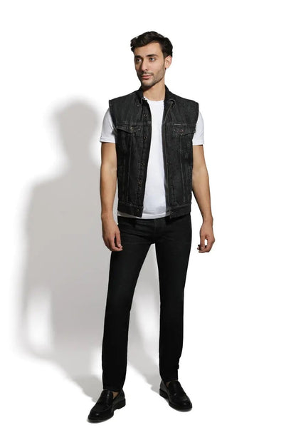 Veste En Jean Et Sherpa Sans Manches Billiorich