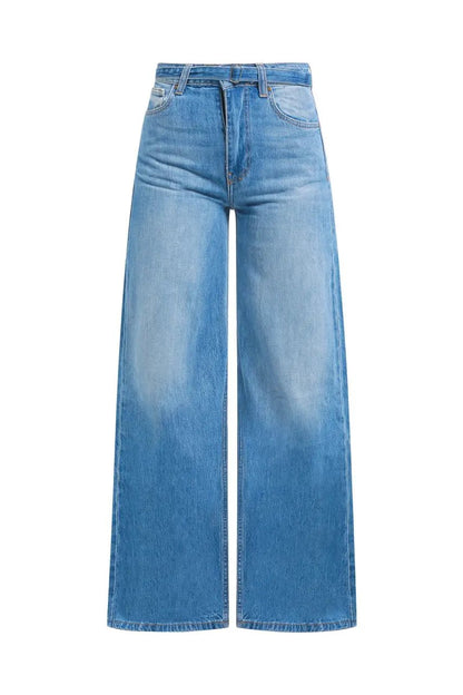 Pantalon large en denim avec ceinture à la taille Billiorich