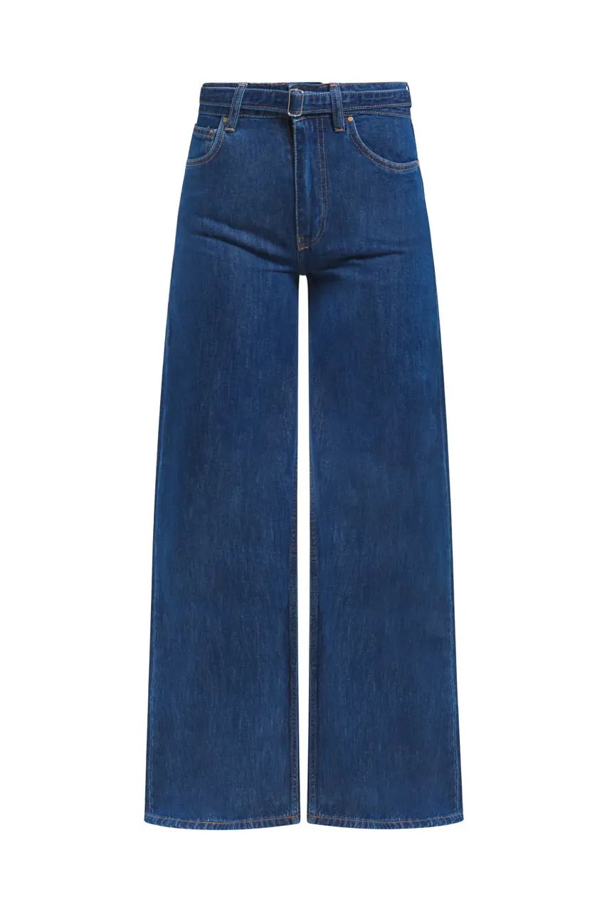 Pantalon large en denim avec ceinture à la taille Billiorich