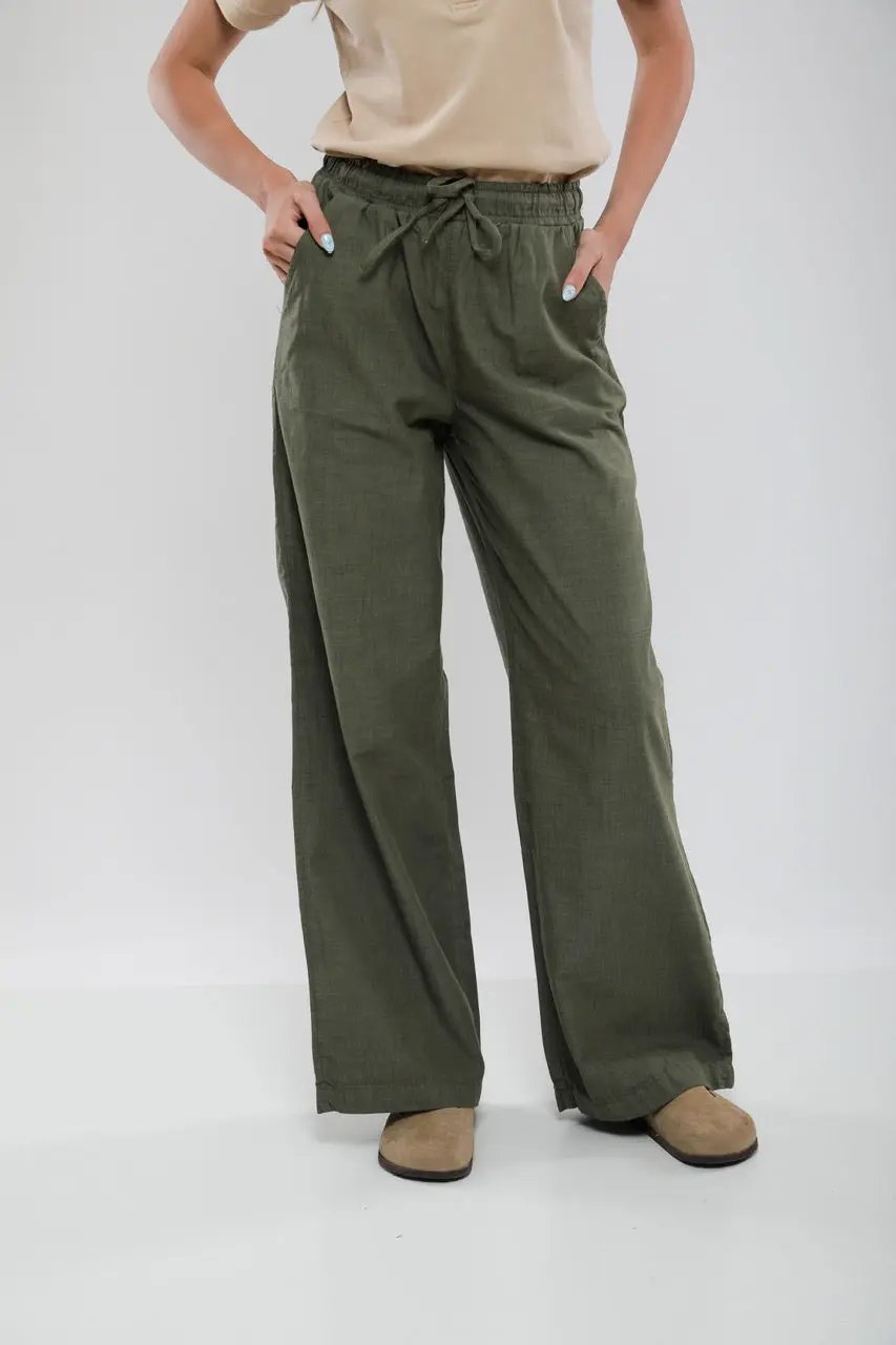 Pantalon Large Femme en Lin Mélangé Billiorich