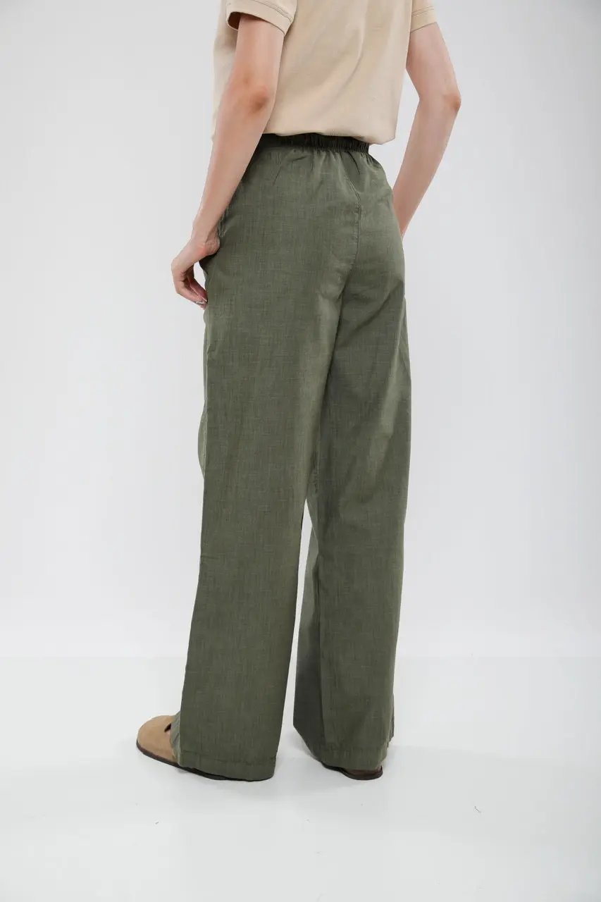 Pantalon Large Femme en Lin Mélangé Billiorich