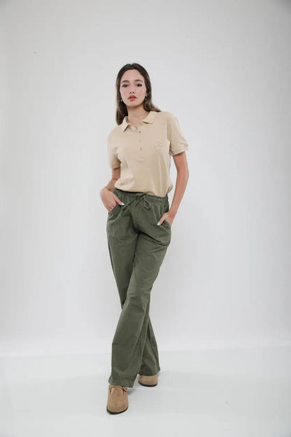 Pantalon Large Femme en Lin Mélangé Billiorich