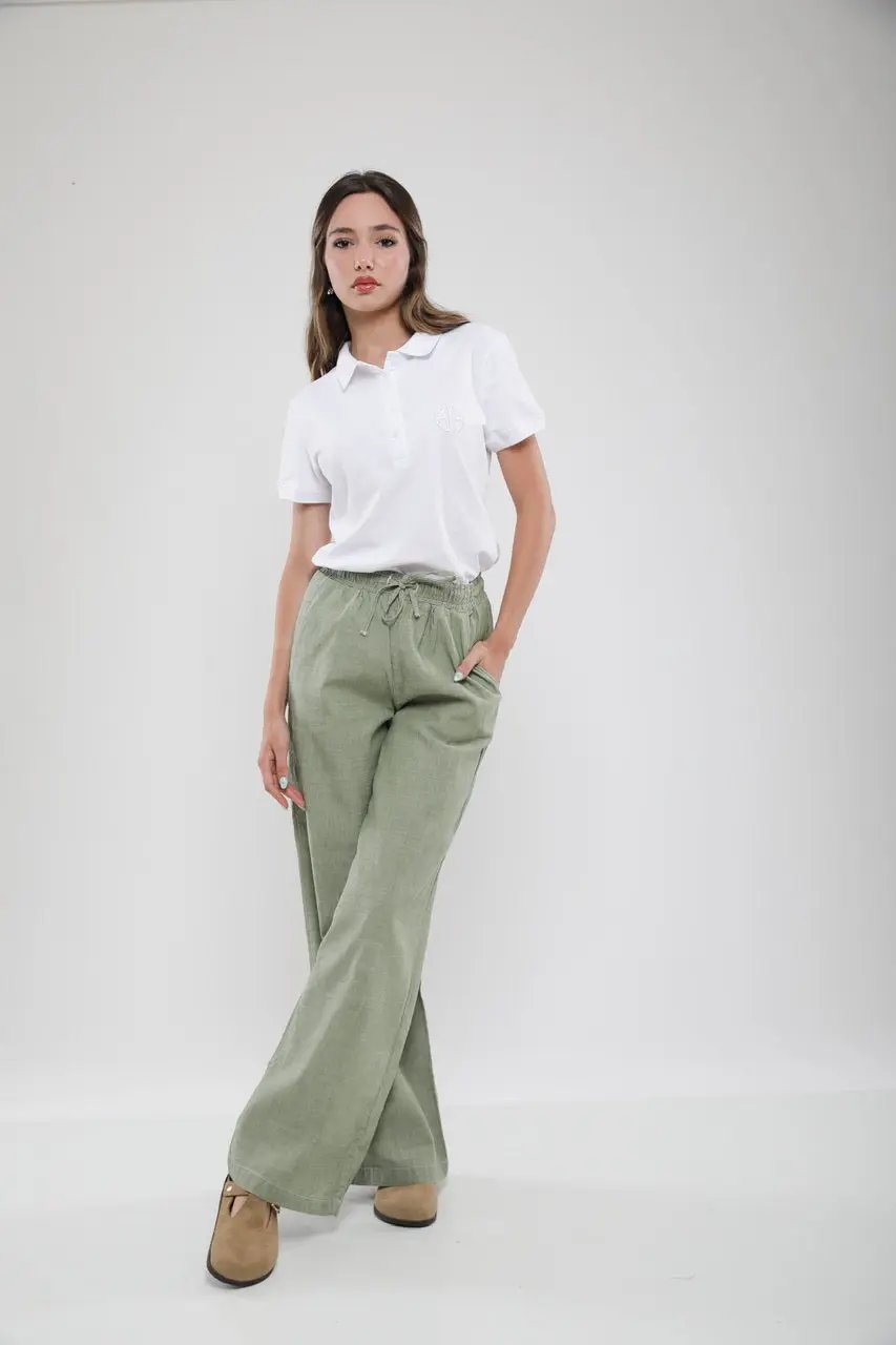 Pantalon Large Femme en Lin Mélangé Billiorich