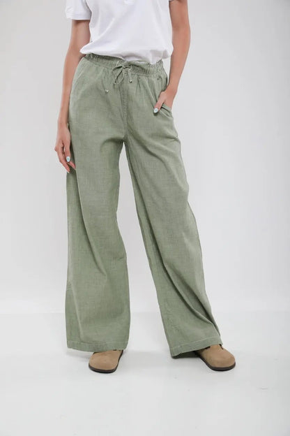 Pantalon Large Femme en Lin Mélangé Billiorich