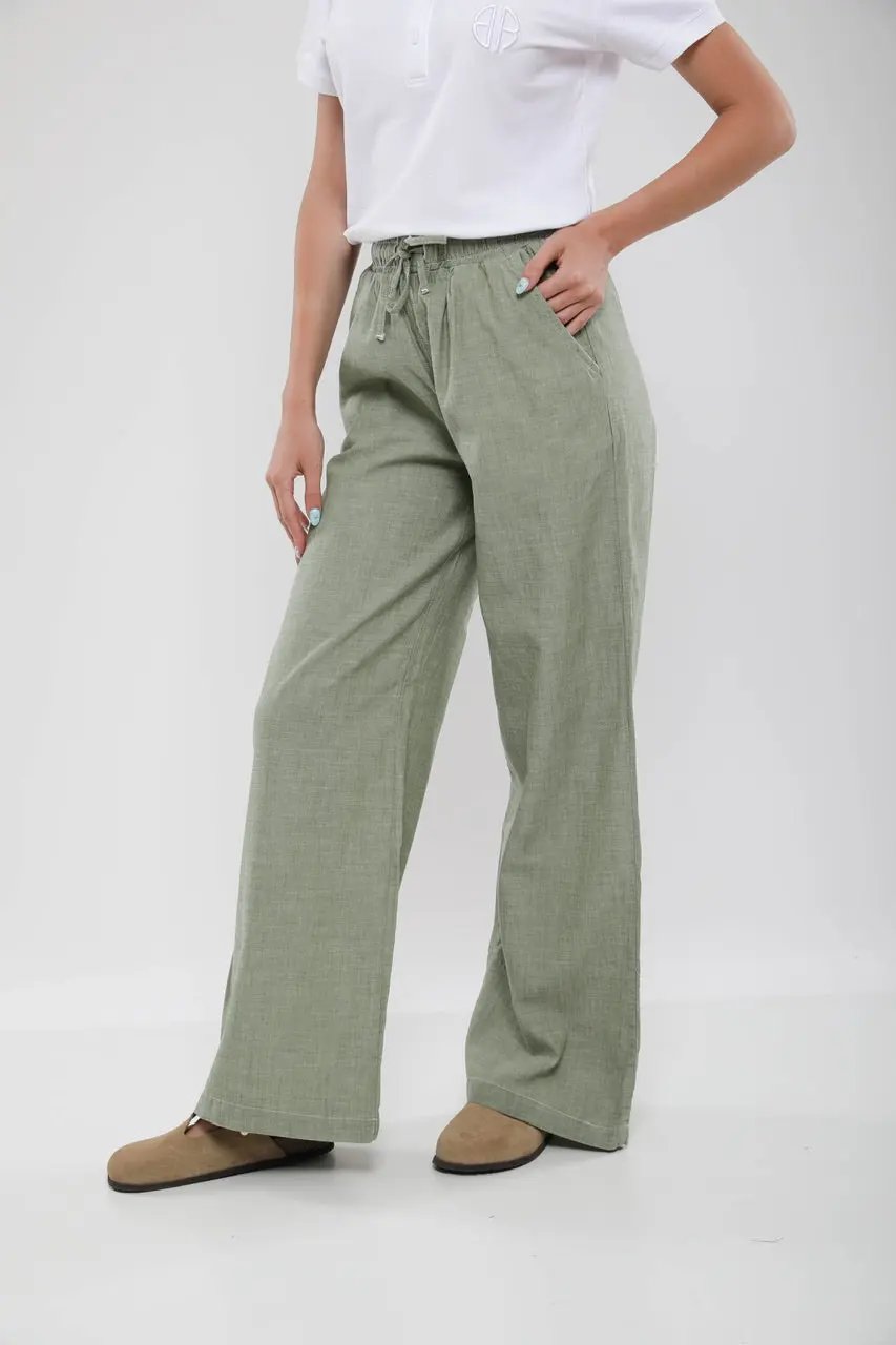 Pantalon Large Femme en Lin Mélangé Billiorich