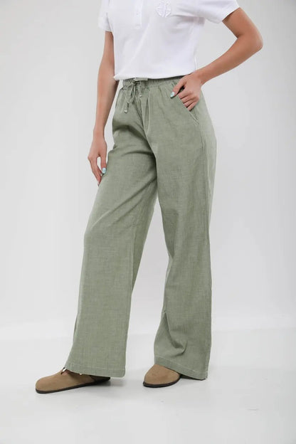 Pantalon Large Femme en Lin Mélangé Billiorich