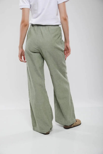 Pantalon Large Femme en Lin Mélangé Billiorich