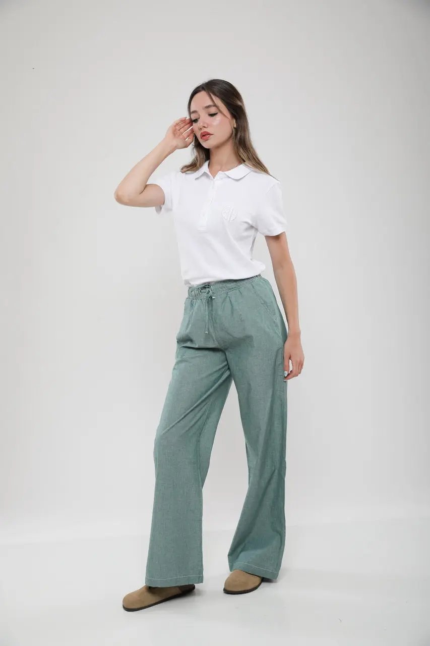 Pantalon Large Femme en Lin Mélangé Billiorich