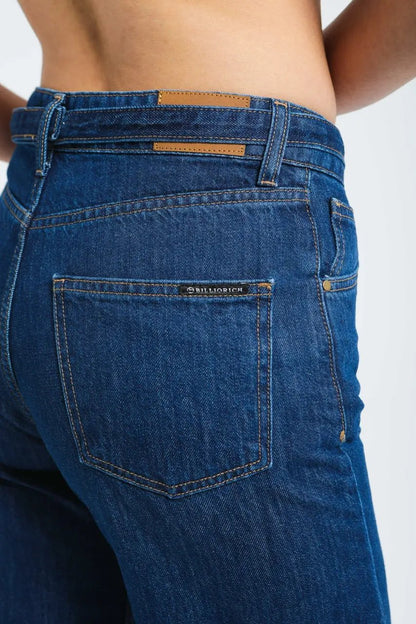 Pantalon large en denim avec ceinture à la taille Billiorich