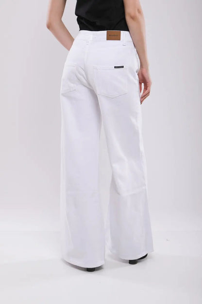 Pantalon Large Femme en Jean Blanc Billiorich