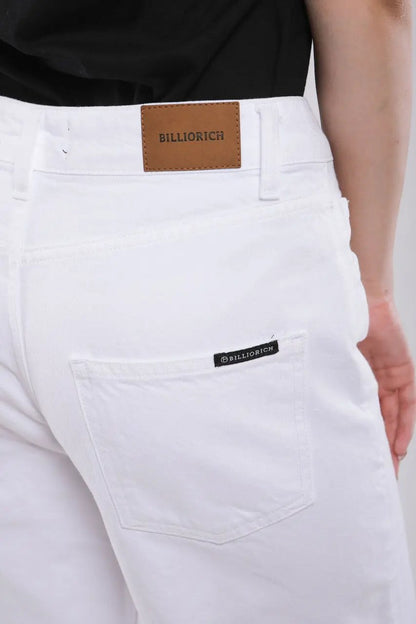 Pantalon Large Femme en Jean Blanc Billiorich