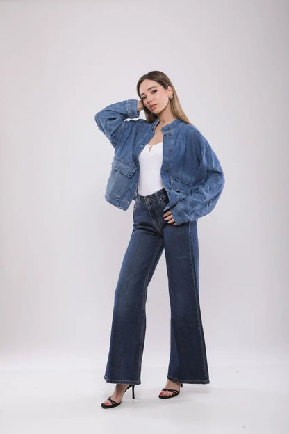 Veste Oversize en Jean Col Montant Billiorich